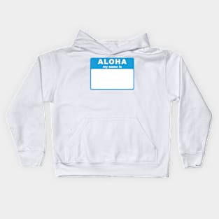 Aloha, My Name Is tag (blue) Kids Hoodie